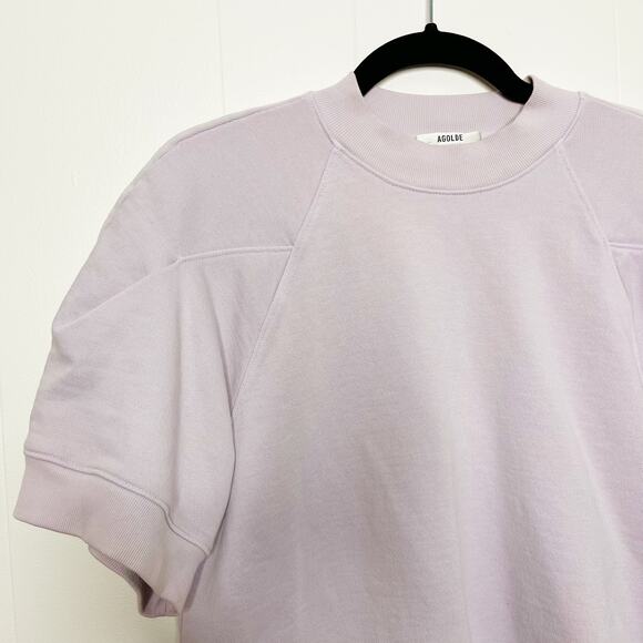New Agolde Small The Round Shoulder Sweatshirt Jelly Bean Light Purple Mock Neck - Picture 3 of 13